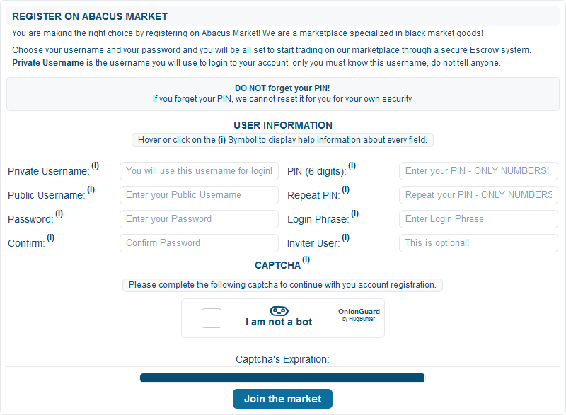 Abacus Market Registration